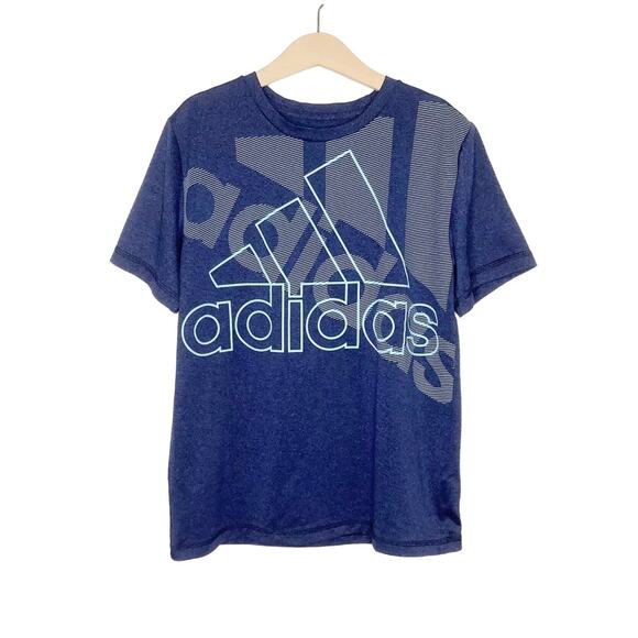 Adidas  Blue Overlapping Logo Graphic Short Sleeve Tee Small - Picture 1 of 4